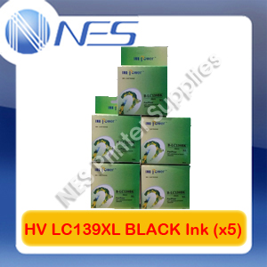 5x PH Compatible LC139XL-BK A-Grade High Yield BLACK Ink Cartridges for MFC-J6520DW/MFC-J6720DW/MFC-J6920DW 58ml*5